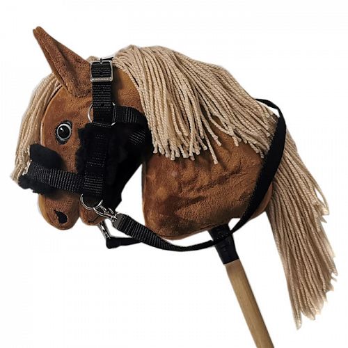 Halter-bridle HOBBY HORSE, lined with fur, with reins, black