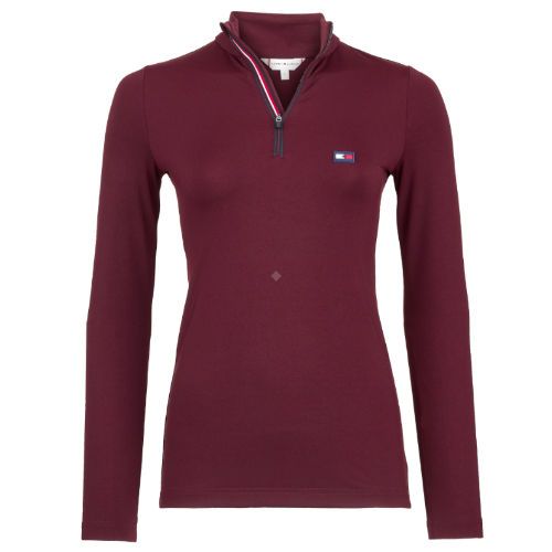 Koszulka termoaktywna damska TOMMY HILFIGER L/SL - kolor bordowy - burgundy