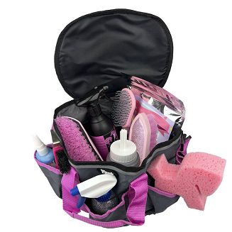 Grooming Accessories Bag – Y Small, Grey with Pink Tape - 2