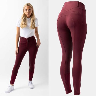 Ladies' riding breeches HORZE Mira full greep, burgundy brown / 36815