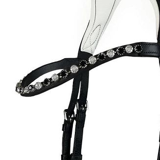 Ogłowie anatomiczne Y Alesja podszywane, z nachrapnikiem szwedzkim, czarne /  5902 - 2