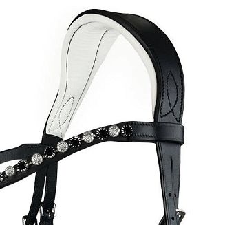 Ogłowie anatomiczne Y Alesja podszywane, z nachrapnikiem szwedzkim, czarne /  5902 - 3