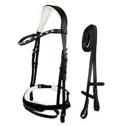 Ogłowie anatomiczne Y Alesja podszywane, z nachrapnikiem szwedzkim, czarne /  5902