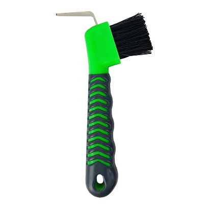 Hoof pick with rubberized handle