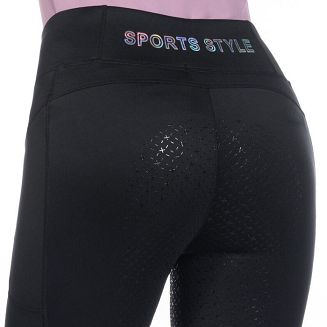 Bryczesy-leginsy damskie HKM Harbour Island — czarne z holograficznym detalem / 14538 - 2