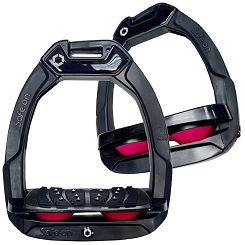 FLEX-ON Stirrups SAFE-ON - inclined ULTRA grip / black-black-pink