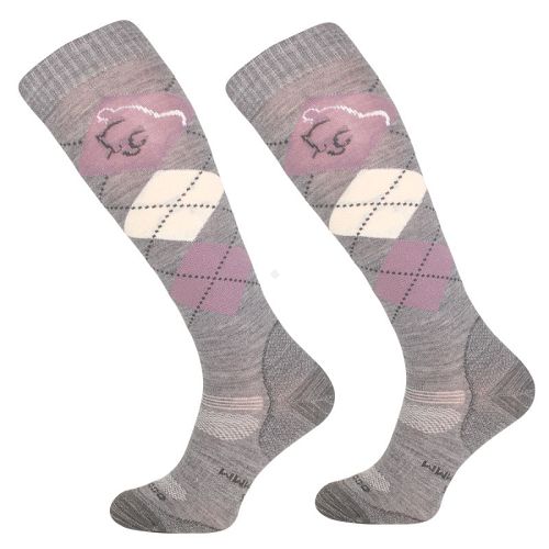 Podkolanówki jeździeckie Romby z wełną merynosa Grey / SPJW 09