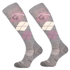Podkolanówki jeździeckie Romby z wełną merynosa Grey / SPJW 09