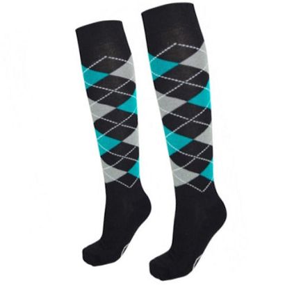 Riding Socks -Y Diamond  black-turquoise-grey / 3003