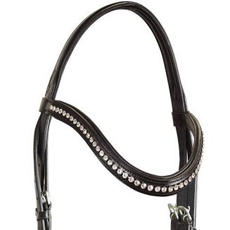 Opadający naczółek w kształcie fali, z błyszczącymi kryształkami.