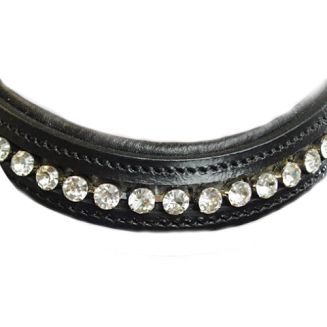 Opadający naczółek w kształcie fali, z błyszczącymi kryształkami.