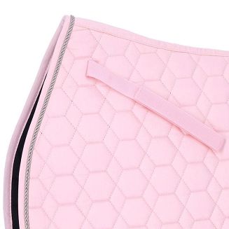 Długie paski podtrzymujące czaprak zapinane na rzepy. Kolor Pale Pink - jasny różowy.