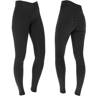 Bryczesy - Legginsy jeździeckie damskie COVALLIERO ClassicStar, pełny silikonowy lej, czarne - 2