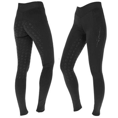 Bryczesy - Legginsy jeździeckie damskie COVALLIERO ClassicStar, pełny silikonowy lej, czarne
