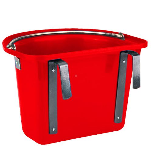 Plastic Feed Manger KERBL with Hanging Bracket and Hooks  – red 12 l / 32871