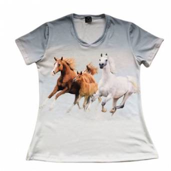 Koszulka jeździecka SOLO damska - dwa konie i źrebak