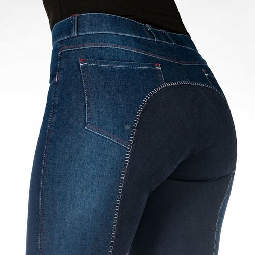 Bryczesy jeździeckie damskie typu Jodhpur HKM Summer Denim z pełnym lejem Alos / 30876169