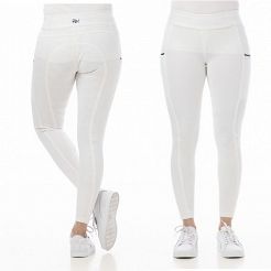 Bryczesy-legginsy konkursowe, damskie AGADIR z pełnym silikonowym lejem, białe/ 98950